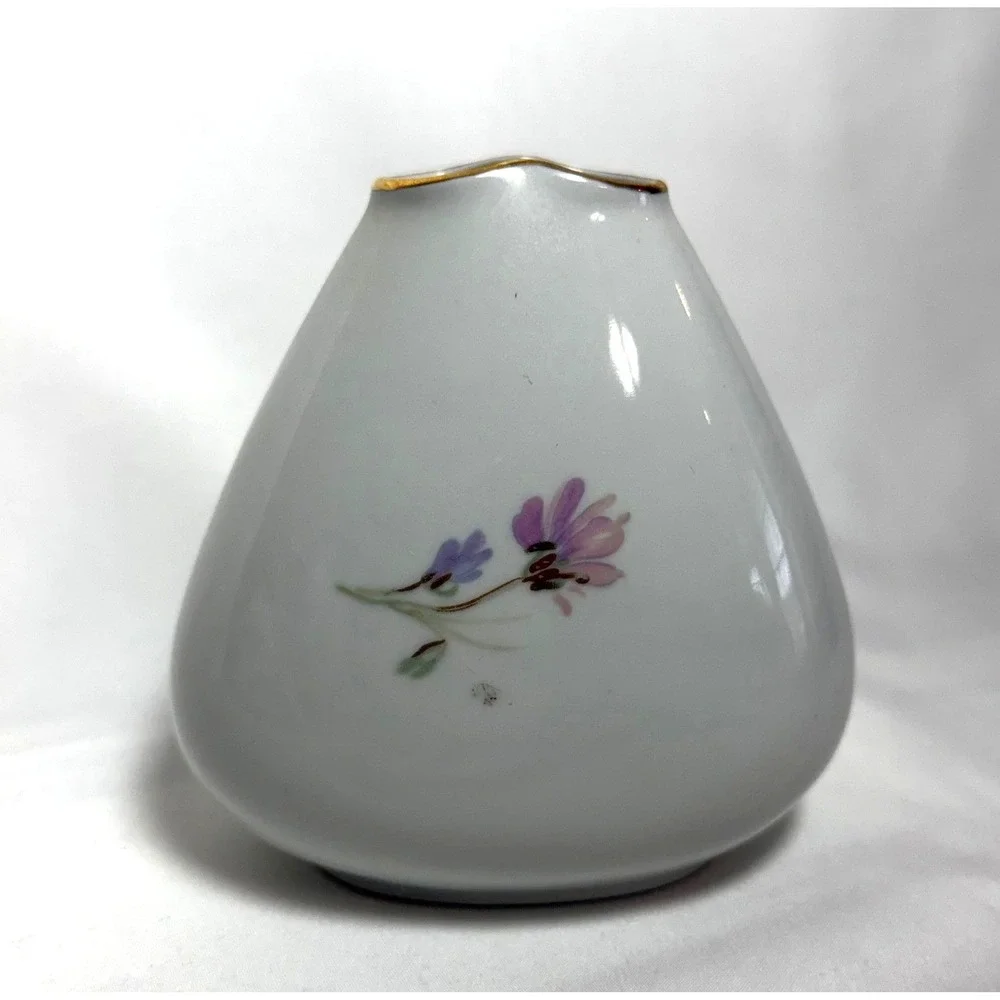 PMR Bavaria Jaeger & Co Golden Crown E&R Floral Porcelain Bud Vase Germany 1031
